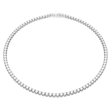 Matrix Tennis necklace, Round cut, Small, White, Rhodium plated - Swarovski, 5661257