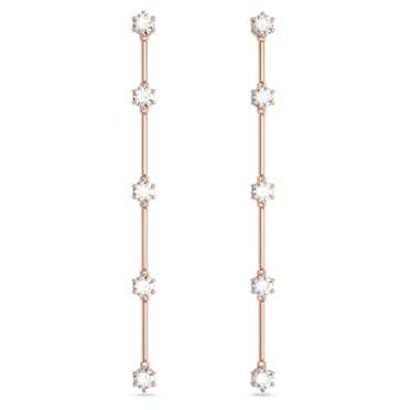 Constella drop earrings, Round cut, White, Rose gold-tone plated - Swarovski, 5661463