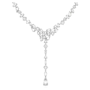 Mesmera Y形項鏈, 混合式切割, 白色, 鍍白金色 - Swarovski, 5661520
