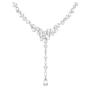 Mesmera Y necklace, Mixed cuts, White, Rhodium plated - Swarovski, 5661520