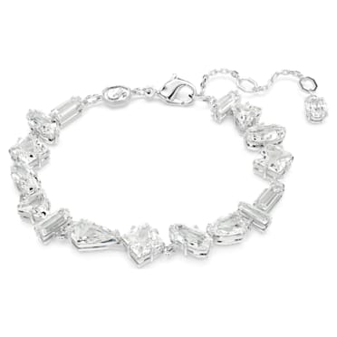 Mesmera สร้อยข้อมือ, ผสมผสานเหลี่ยมเจียระไนหลายหลายรูปแบบ, ขาว, เคลือบโรเดียม - Swarovski, 5661529