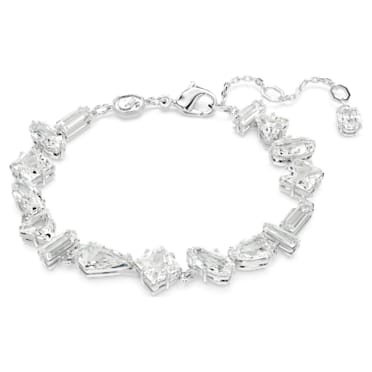 Mesmera bracelet, Mixed cuts, White, Rhodium plated - Swarovski, 5661529
