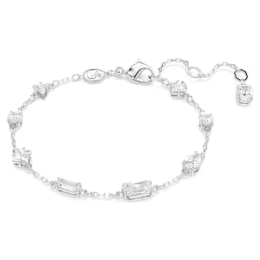 Mesmera bracelet, Mixed cuts, Scattered design, White, Rhodium plated - Swarovski, 5661530