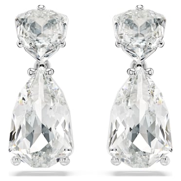 Mesmera 水滴形耳環, 混合式切割, 白色, 鍍白金色 - Swarovski, 5661683