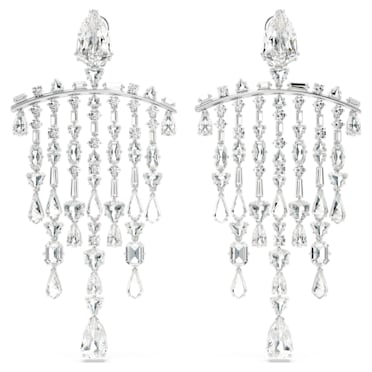 Pendientes de clip Mesmera, Tallas mixtas, Candelabro, Blancos, Baño de rodio - Swarovski, 5661686