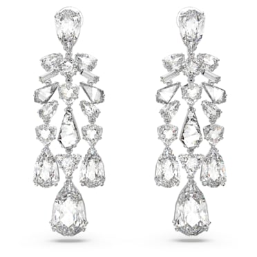 Mesmera 夾式耳環, 混合式切割，枝形設計, 白色, 鍍白金色 - Swarovski, 5661691