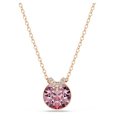 Bella V ペンダント, ラウンドカット, ピンク, 18Kローズゴールドコーティング - Swarovski, 5662088