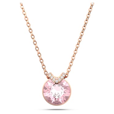 Bella V Kolye, Yuvarlak kesim, Pembe, Pembe altın rengi kaplama - Swarovski, 5662088