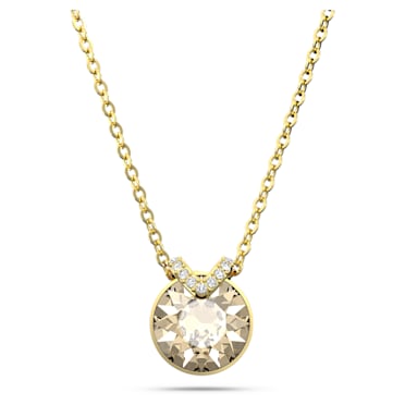 Bella V pendant, Round cut, Gold tone, Gold-tone plated - Swarovski, 5662091