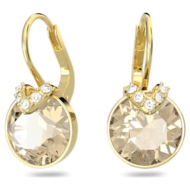 Bella V drop earrings, Round cut, Gold tone, Gold-tone plated - Swarovski, 5662093