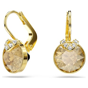 Visací náušnice Bella V, Kulatý výbrus, Zlatý odstín, Povrchová úprava z 18k zlata - Swarovski, 5662093