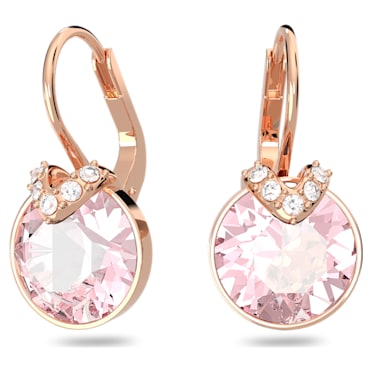 ต่างหูทรงหยดน้ำ Bella V, เจียระไนทรงกลม, ชมพู, เคลือบโทนสีโรสโกลด์ - Swarovski, 5662114