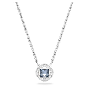 Angelic necklace, Square cut, Blue, Rhodium plated - Swarovski, 5662142