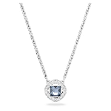 Una Angelic ketting, Square slijpvorm, Blauw, Rodium toplaag - Swarovski, 5662142