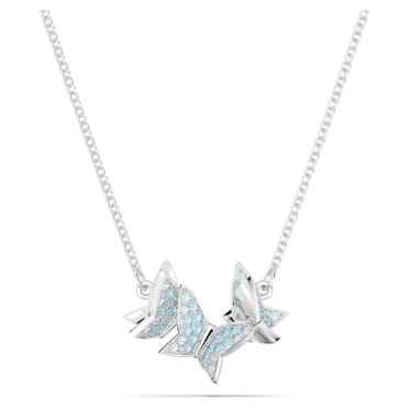 Idyllia Lilia ketting, Vlinder, Blauw, Rodium toplaag - Swarovski, 5662181