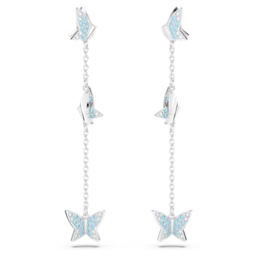 Idyllia Lilia Oorhangers, Vlinder, Blauw, Rodium toplaag - Swarovski, 5662182