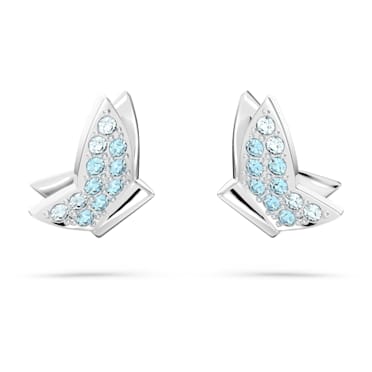 Idyllia Lilia stud earrings, Butterfly, Blue, Rhodium plated - Swarovski, 5662183