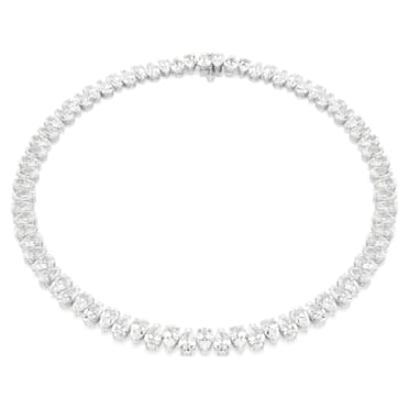 Matrix necklace, Pear cut, White, Rhodium plated - Swarovski, 5662277