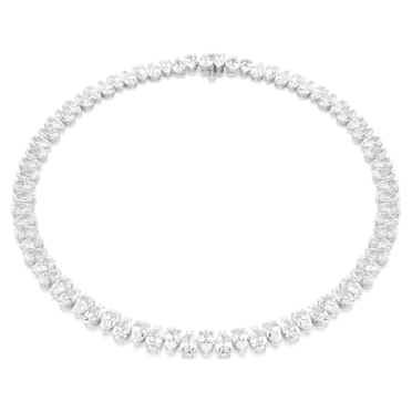 Matrix Tennis Halskette, Tropfenschliff, Weiß, Rhodiniert - Swarovski, 5662277