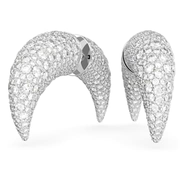 Clous d'oreilles Sublima, Lune, Larges, Blanches, Métal rhodié - Swarovski, 5662285