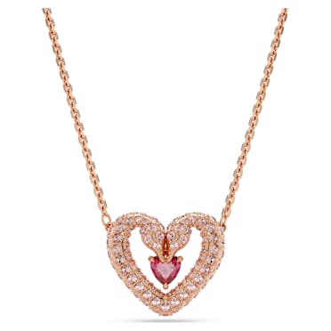 Sublima necklace, Heart, Pink, 18K rose gold finish - Swarovski, 5662874