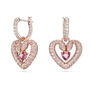 Sublima 水滴形耳環, 心形, 粉紅色, 鍍玫瑰金色調 - Swarovski, 5662875