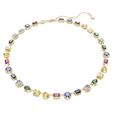 Stilla necklace, Mixed cuts, Multicoloured, Gold-tone plated - Swarovski, 5662915