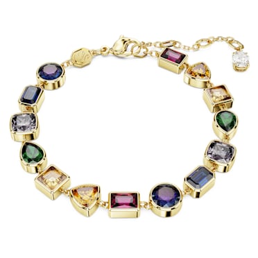 Stilla Tennis bracelet, Mixed cuts, Multicoloured, Gold-tone plated - Swarovski, 5662925