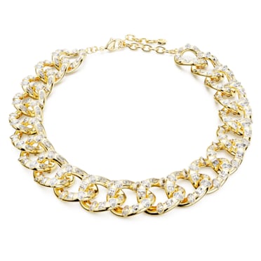 Dextera necklace, Statement, Mixed cuts, Large, White, Gold-tone plated - Swarovski, 5663257