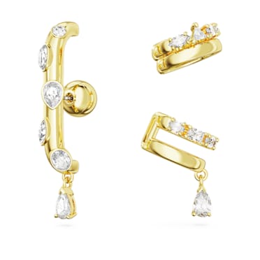 Boucle d'oreille manchette Imber, Parure (3), Tailles variées, Blanc, Placage de ton or - Swarovski, 5663334