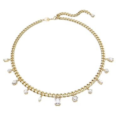 Verižica Dextera, Mešani rezi, Bela, PVD zlatega odtenka - Swarovski, 5663338
