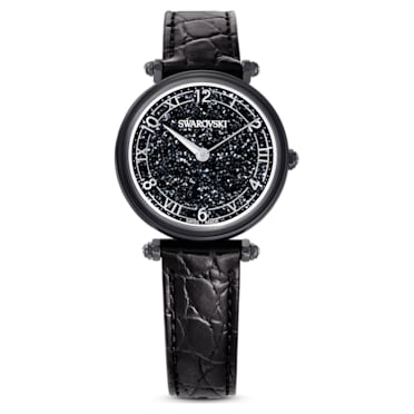 Crystalline Wonder นาฬิกา, Swiss Made, สายหนัง, ดำ, เคลือบสีดำ - Swarovski, 5664311