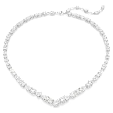 Mesmera necklace, Mixed cuts, White, Rhodium plated - Swarovski, 5665242