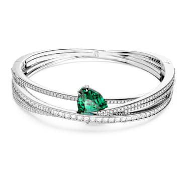 Hyperbola bangle, Green, Rhodium plated - Swarovski, 5665326