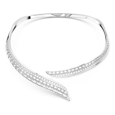 Hyperbola 네크리스, 탄소 중립 지르코니아, 화이트, 로듐 플래팅 - Swarovski, 5665330