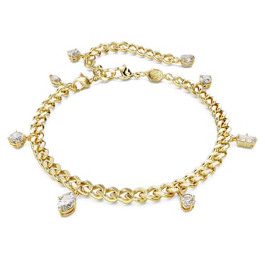 Dextera bracelet and anklet, Mixed cuts, White, Gold-tone plated - Swarovski, 5665499