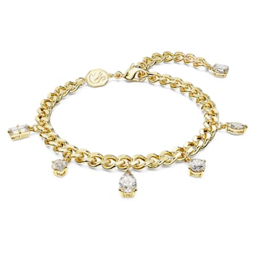 Dextera bracelet, Mixed cuts, White, Gold-tone plated - Swarovski, 5665830