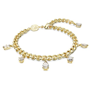 Imber bracelet, Mixed cuts, White, Gold-tone plated - Swarovski, 5665830