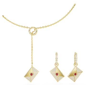 Letra 套裝, 情書, 粉紅色, 鍍金色色調 - Swarovski, 5665865