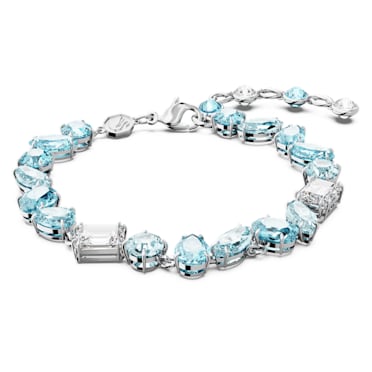 Gema bracelet, Mixed cuts, Blue, Rhodium plated - Swarovski, 5666018