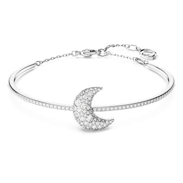 Luna 手鐲, 月亮, 白色, 鍍白金色 - Swarovski, 5666175