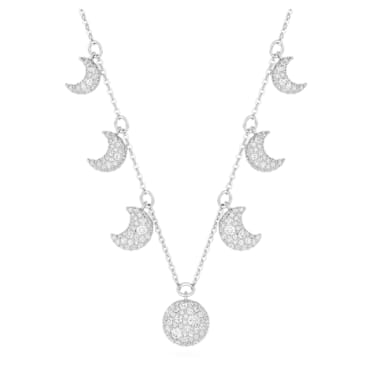 Obojkový náhrdelník Luna, Měsíc, Bílá, Pokoveno rhodiem - Swarovski, 5666178