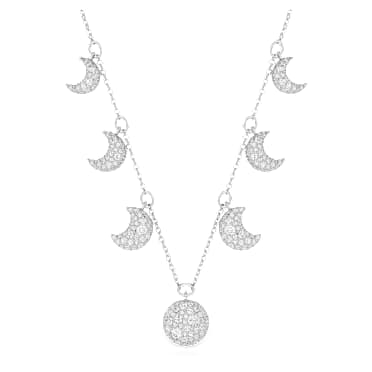 Sublima choker, Moon, White, Rhodium plated - Swarovski, 5666178