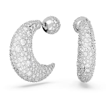 Luna 水滴形耳環, 月亮, 白色, 鍍白金色 - Swarovski, 5666179