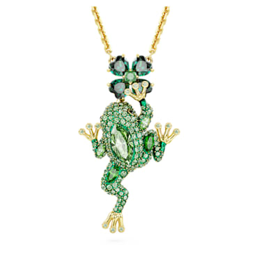 Idyllia pendant, Frog, Green, Gold-tone plated - Swarovski, 5666183