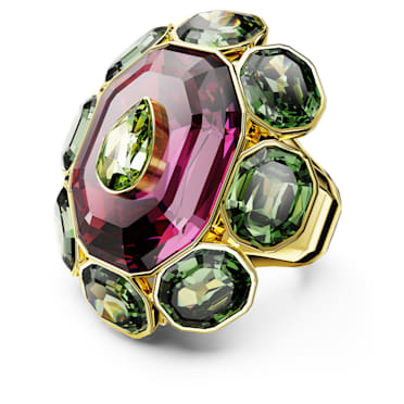 Chroma cocktail ring, Mixed cuts, Multicoloured, Gold-tone plated - Swarovski, 5666203
