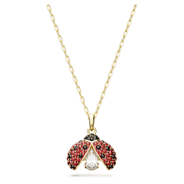 Idyllia pendant, Ladybug, Red, Gold-tone plated - Swarovski, 5666225