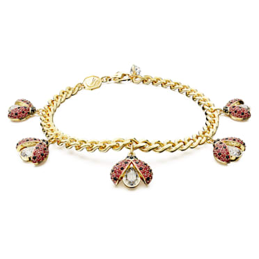 Idyllia bracelet, Ladybug, Red, Gold-tone plated - Swarovski, 5666238