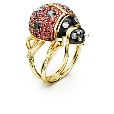 Idyllia cocktail ring, Ladybird, Red, Gold-tone plated - Swarovski, 5666369