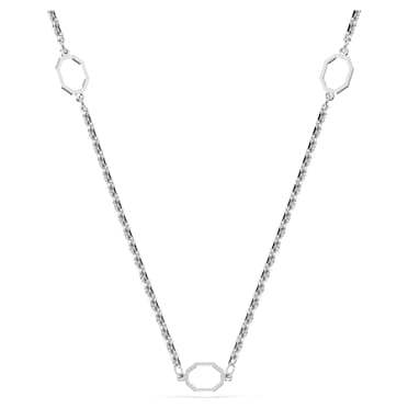 Symbolica carrier necklace, White, Rhodium plated - Swarovski, 5667468